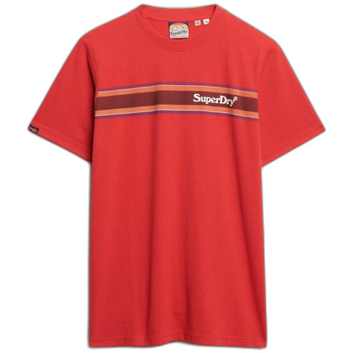 Kleidung Herren T-Shirts Superdry T-shirt décontracté à rayures avec logo  Venue Rot