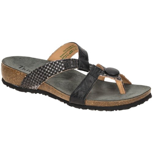 Schuhe Damen Pantoletten / Clogs Think Pantoletten Julia Zehentrenner Pantolette Karo 3-000246-9220 Schwarz