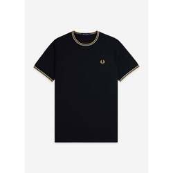 Kleidung Herren T-Shirts & Poloshirts Fred Perry Twin tipped t-shirt - navy ecru honeycomb Blau