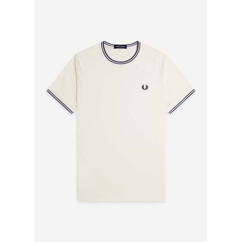 Kleidung Herren T-Shirts & Poloshirts Fred Perry Twin tipped t-shirt - ecru tennis blue Beige