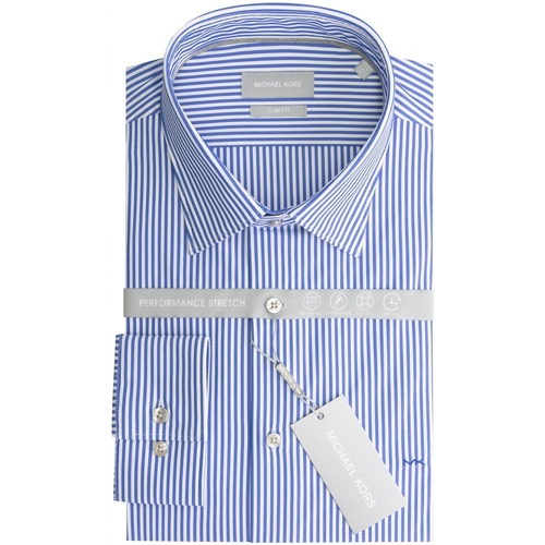 Kleidung Herren Langärmelige Hemden MICHAEL Michael Kors Chemise slim rayures  Performance Blau