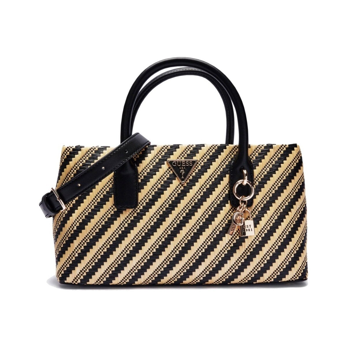 Taschen Damen Taschen Guess SIMONA SMALL SATCHEL Schwarz