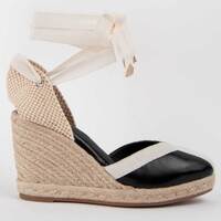 Schuhe Damen Leinen-Pantoletten mit gefloch Montevita 102984 Schwarz