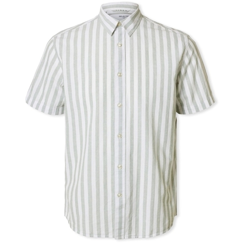 Kleidung Herren Langärmelige Hemden Selected Noos Reg-Sun Shirt - Iceberg Green/Stripes Grün