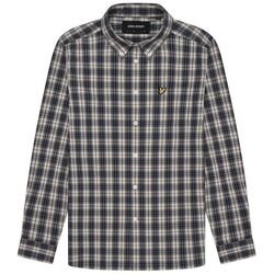 Kleidung Herren Langärmelige Hemden Lyle & Scott Chemise carreaux len popeline Blau