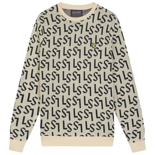Kleidung Herren Pullover Lyle & Scott Pull col rond tricoté  Monogram Beige