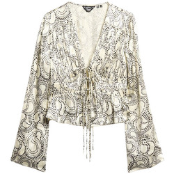 Kleidung Damen Tops / Blusen Superdry Blouse plissé à manches années 70 femme Weiss