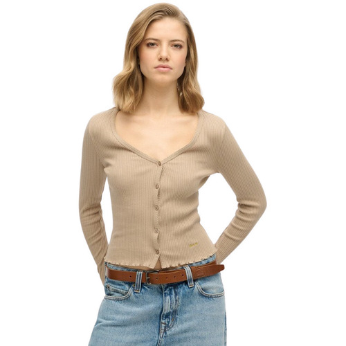 Kleidung Damen Strickjacken Superdry Cardigan femme  Essential Grau