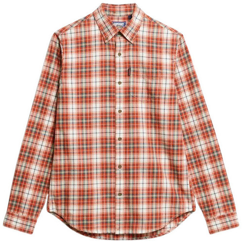 Kleidung Herren Langärmelige Hemden Superdry Chemise à carreaux manches longues  Vintage Weiss
