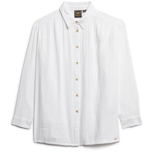 Kleidung Damen Hemden Superdry Chemise manches longues femme  Beach Weiss