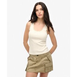 Kleidung Damen Tops Superdry Débardeur à bordure dentelle femme  Vintage Weiss
