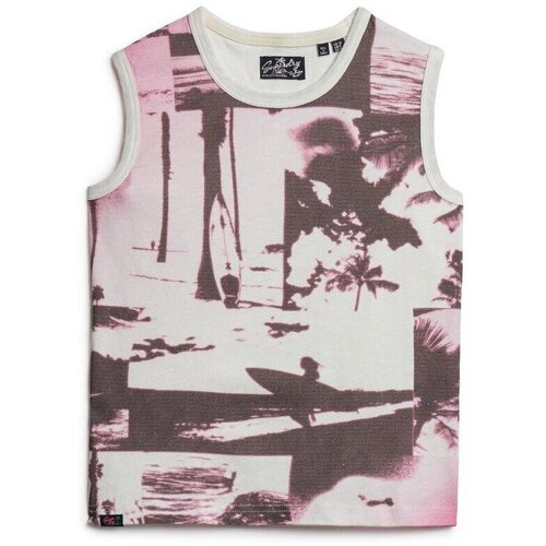 Kleidung Damen Tops Superdry Débardeur à logo et imprimé photographique femme Beige