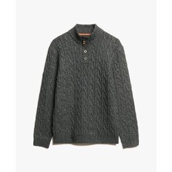 Kleidung Herren Pullover Superdry Pull col boutonné torsadé Schwarz