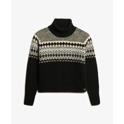 Kleidung Damen Pullover Superdry Pull jacquard à col roulé femme Schwarz