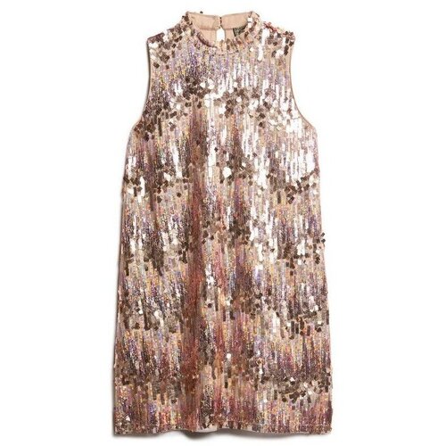 Kleidung Damen Kleider Superdry Robe courte à sequins sans manches femme  A-Line Rosa