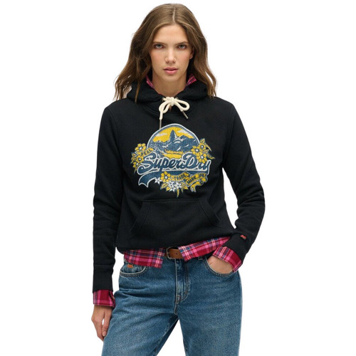 Kleidung Damen Sweatshirts Superdry Sweatshirt à capuche femme  Floral Schwarz
