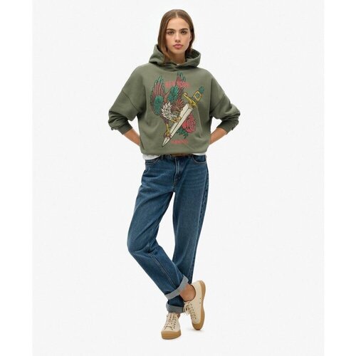Kleidung Damen Pullover Superdry Sweatshirt à capuche femme  Neo Trad Tattoo Grün