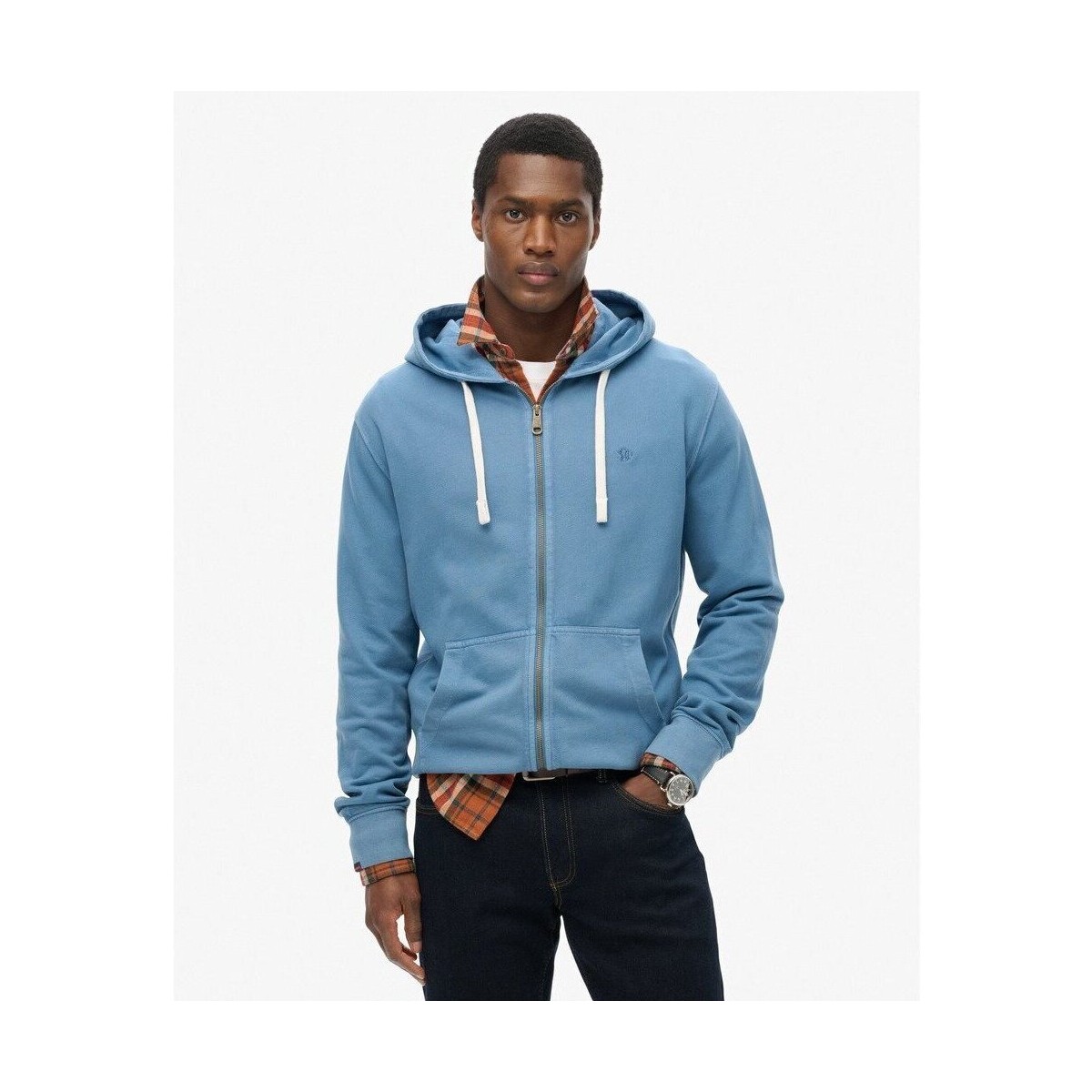 Kleidung Herren Sweatshirts Superdry Sweatshirt à capuche zippé classique  Essential Blau