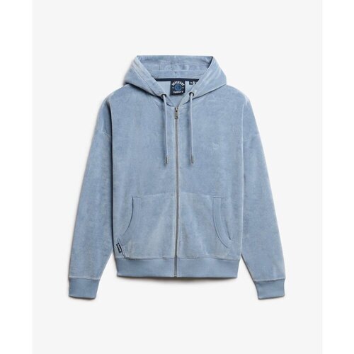 Kleidung Damen Sweatshirts Superdry Sweatshirt à capuche zippé en velours femme Blau
