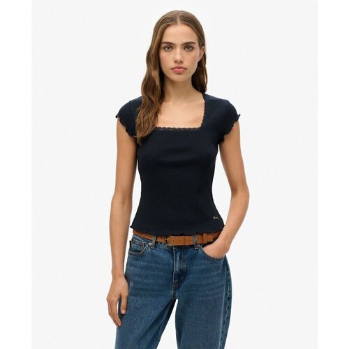 Kleidung Damen T-Shirts Superdry T-shirt à encolure carrée femme  Essential Blau