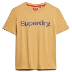 Kleidung Damen T-Shirts Superdry T-shirt à logo métallisé femme  Core Gelb