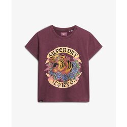 Kleidung Damen T-Shirts Superdry T-shirt ajusté à strass effet tatouage femme Violett