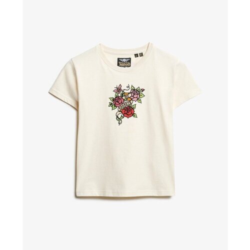 Kleidung Damen T-Shirts Superdry T-shirt ajusté femme  Small Tattoo Rhinest Weiss