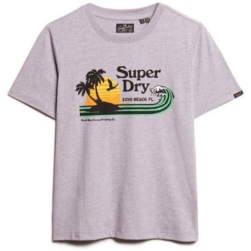 Kleidung Damen T-Shirts Superdry T-shirt décontracté à rayures femme  Outdoor Violett