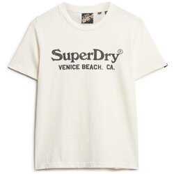 Kleidung Damen T-Shirts Superdry T-shirt métallisé décontracté femme  Venue Beige