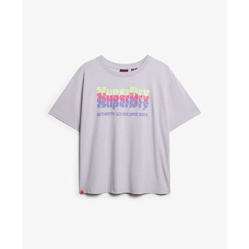 Kleidung Damen T-Shirts Superdry T-shirt oversize arc-en-ciel fluo femme Violett