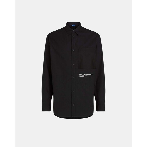 Kleidung Herren Langärmelige Hemden Karl Lagerfeld A1M16021 REGULAR WOVEN Schwarz