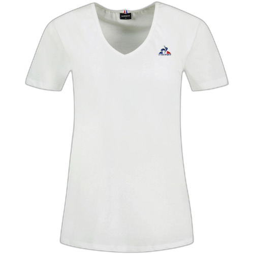 Kleidung Damen T-Shirts Le Coq Sportif T-shirt col V femme  Essentiel N°1 Weiss