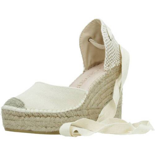 Schuhe Damen Leinen-Pantoletten mit gefloch Macarena ALBA50 Beige