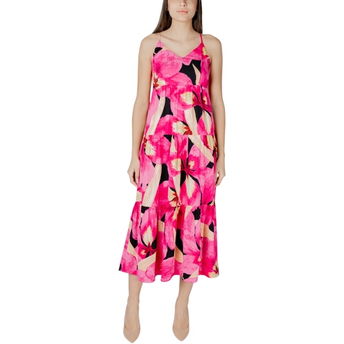 Kleidung Damen Maxikleider Only ONLALMA LIFE VIS STRAP LANGES KLEID AOP - 15256836 Rosa