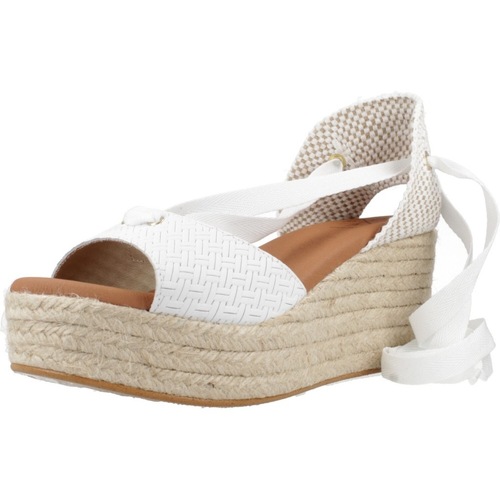 Schuhe Damen Leinen-Pantoletten mit gefloch Popa VALDES Weiss