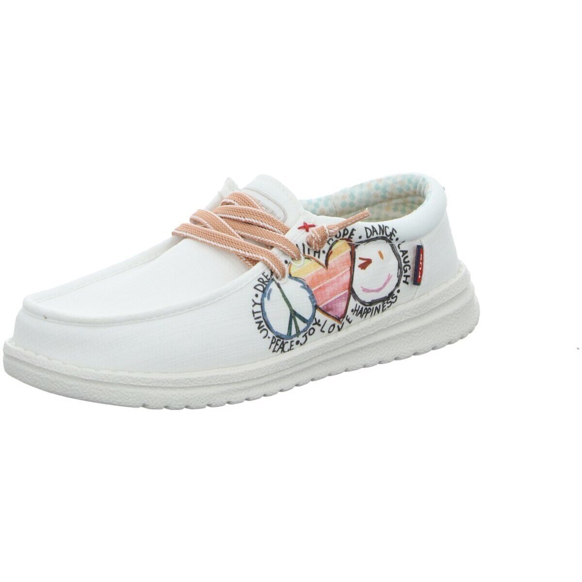 Schuhe Damen Slipper Fusion Schnuerschuhe Emma print Weiss