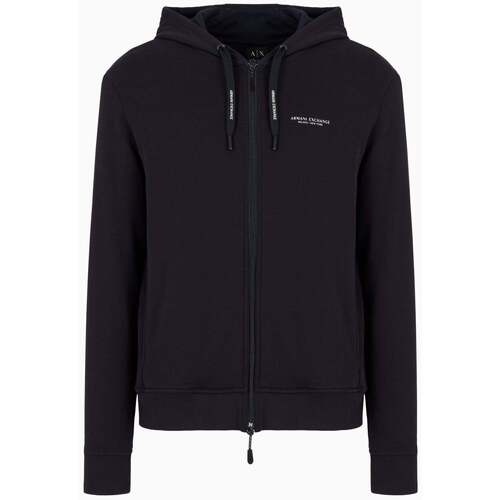 Kleidung Herren Strickjacken EAX Stretch fabric zip-up sweatshirt - blue Blau