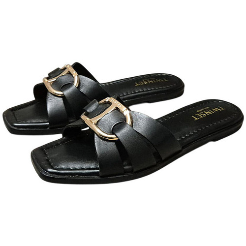 Twin Set SANDALI SLIDE IN PELLE CON OVAL T Art. 251TGT090 