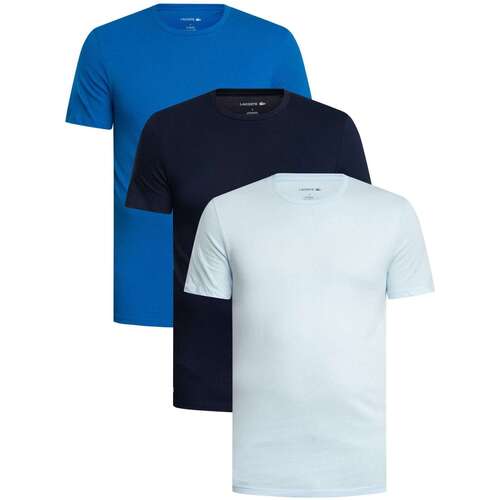 Kleidung Herren Pyjamas/ Nachthemden Lacoste 3er-Pack Lounge-T-Shirts mit schmalem Rundhalsausschnitt Blau