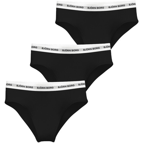 Unterwäsche Damen Damenslips Björn Borg Culotte taille haute femme  Logo Brief (x3) Schwarz