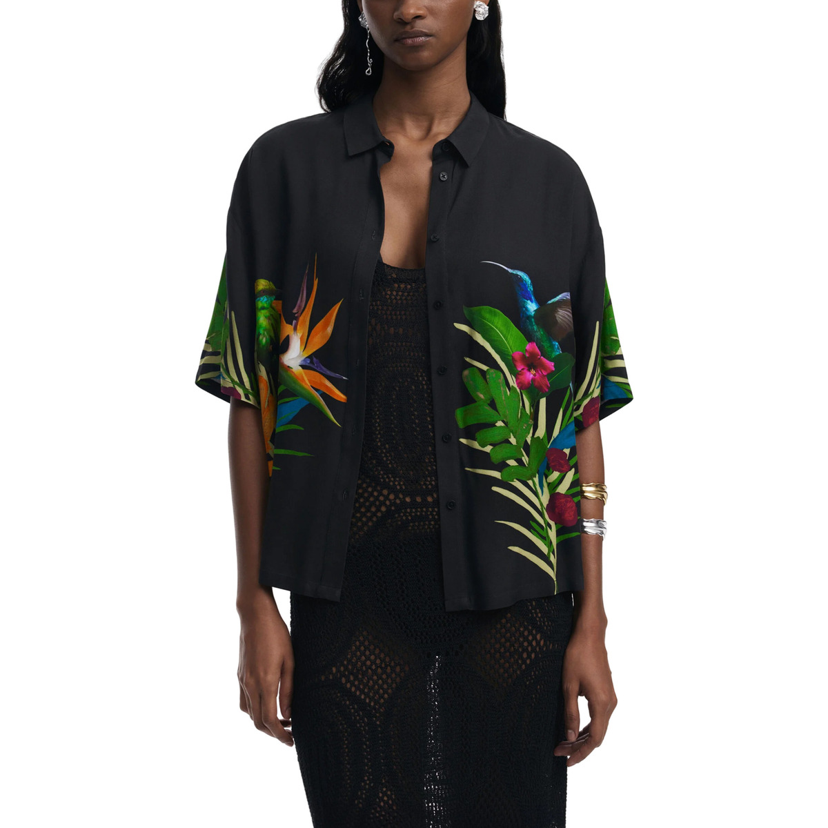 Kleidung Damen Hemden Desigual CAM_ARTEMISA 25SWCW39 Schwarz