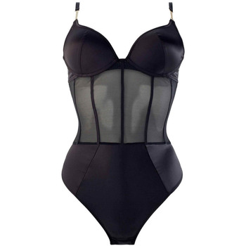 Unterwäsche Damen Bodys Pomm'poire Body satin femme  Ava Satin Schwarz