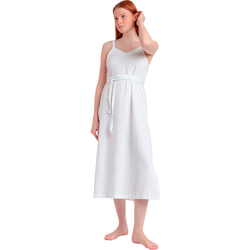 Kleidung Damen Kleider Admas Sommerkleid halblang mit dünnen Trägern Linen Style Weiss