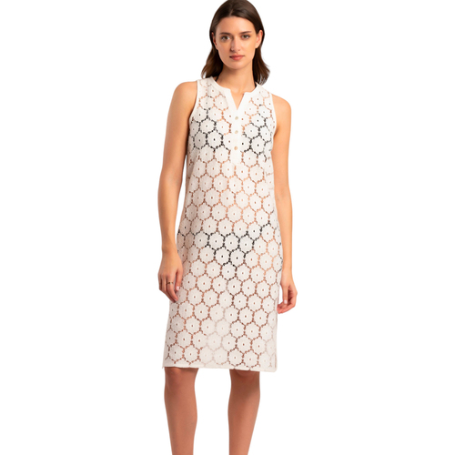 Kleidung Damen Kleider Admas Ärmelloses transparentes Strandkleid Beach Flowers Weiss