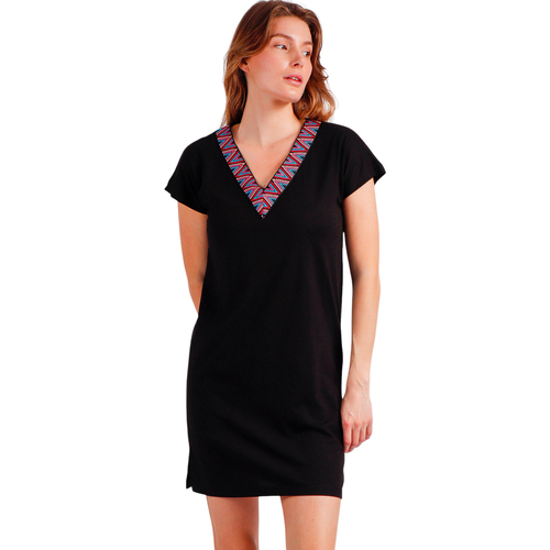 Kleidung Damen Kleider Admas Strandkleid mit kurzen Ärmeln Sailor Club Schwarz