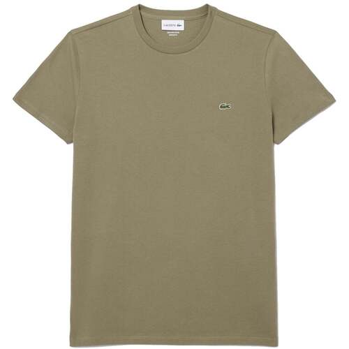 Kleidung Herren T-Shirts & Poloshirts Lacoste Cotton Pima Crew Neck T-Shirt Khaki Green Rosa
