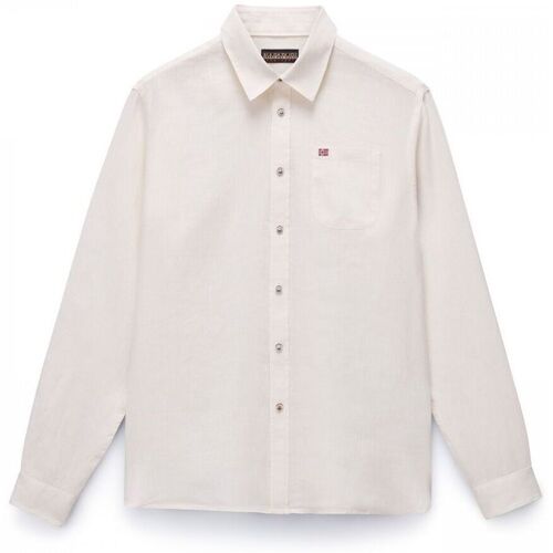 Kleidung Herren Langärmelige Hemden Napapijri G-LINEN LS NP0A4HQ2-N1A1 WHITE WHISPER Weiss