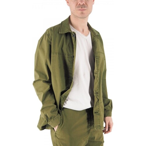 Devid Label Grnes Gabardine-berhemd Grün