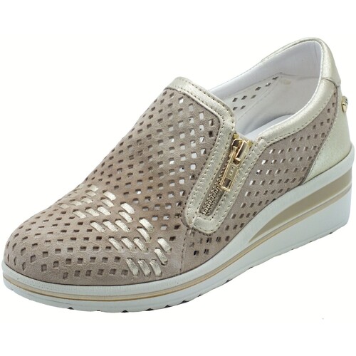 Schuhe Damen Slipper Valleverde 36213 Suede Beige