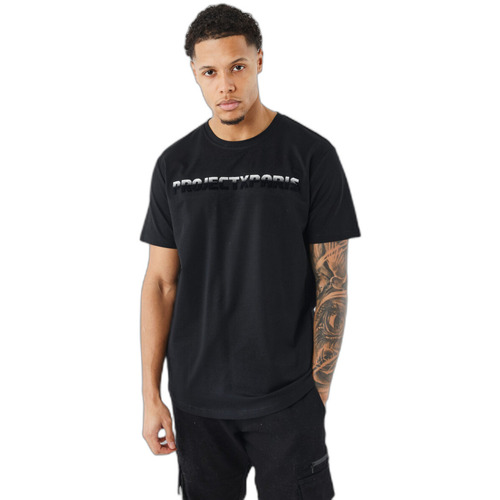 Kleidung Herren T-Shirts Project X Paris T-shirt flocage fibre dégradé Schwarz